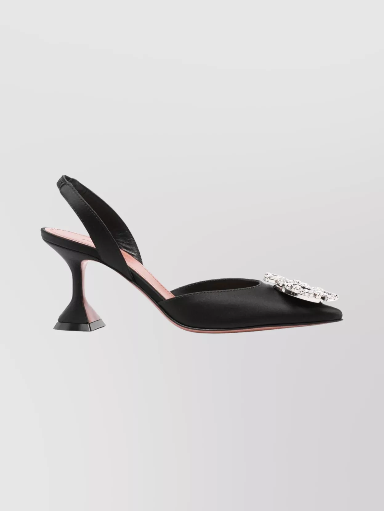 Amina Muaddi Satin Slingback Pumps Embellished Detail