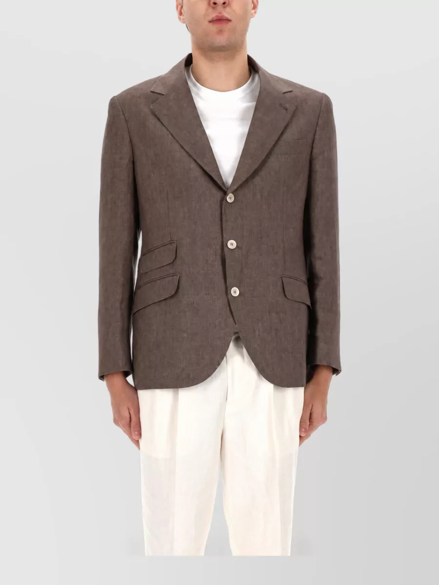 Brunello Cucinelli Linen Single-Breasted Suit Jacket