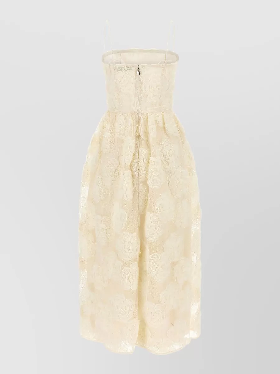 Rotate Birger Christensen floral-appliqué off-the-shoulder sleeveless midi dress