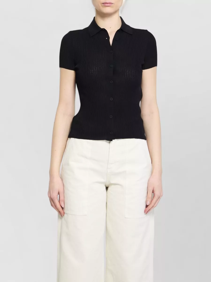 Balenciaga ribbed fitted short-sleeve polo shirt