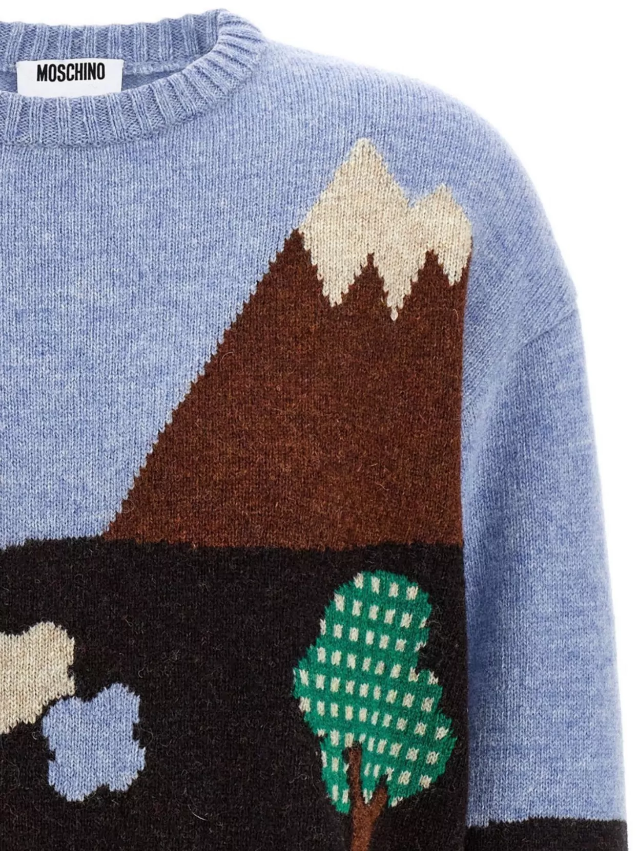 Moschino Couture Virgin Wool Crew-neck Sweater In Blue