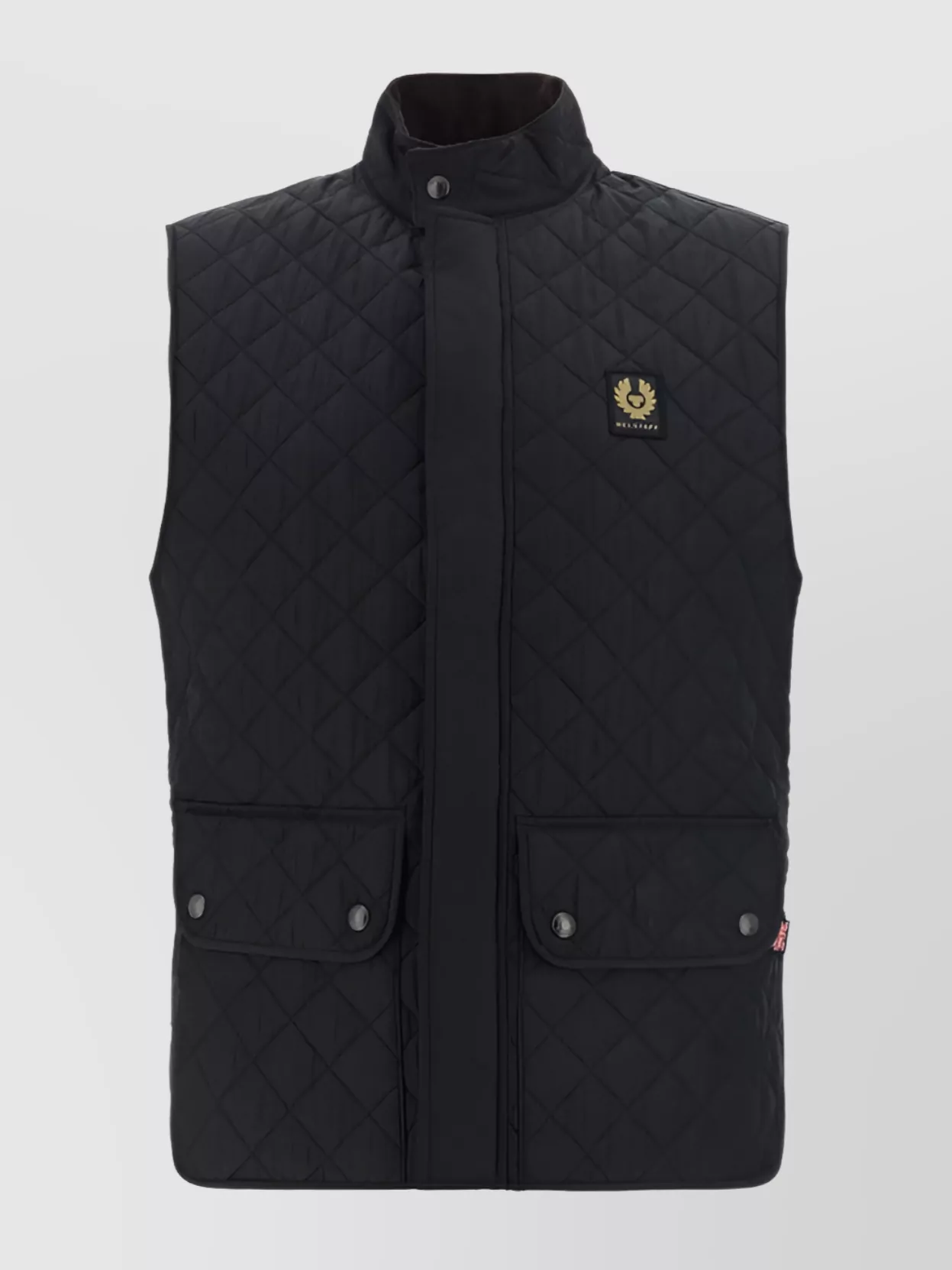 Shop Belstaff Quilted High Collar Jacket With Side Slits
