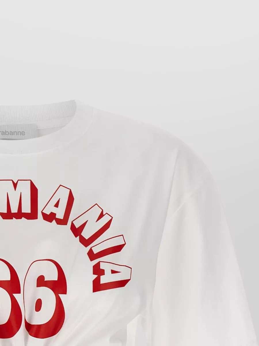 Paco Rabanne Cropped Graphic T Shirt Crew Neck