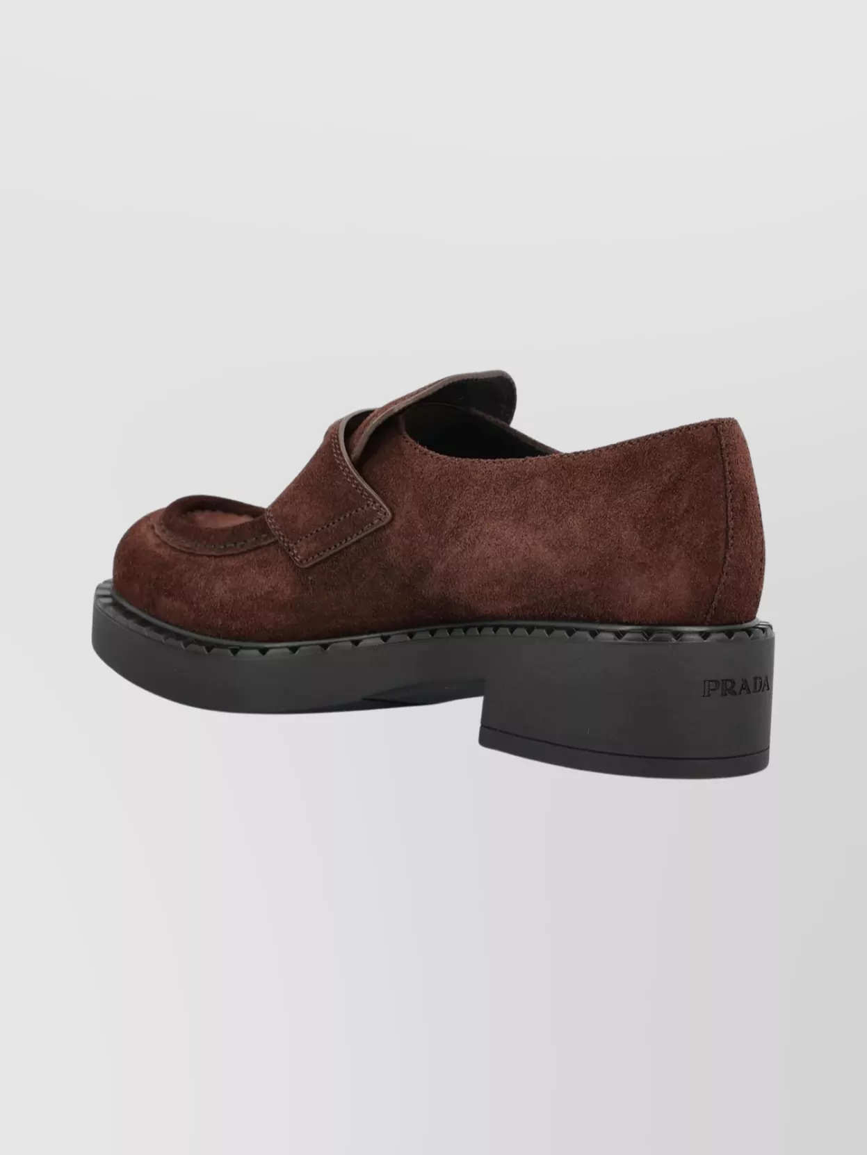 Prada Suede Loafers With Chunky Sole And Round Toe In Brown