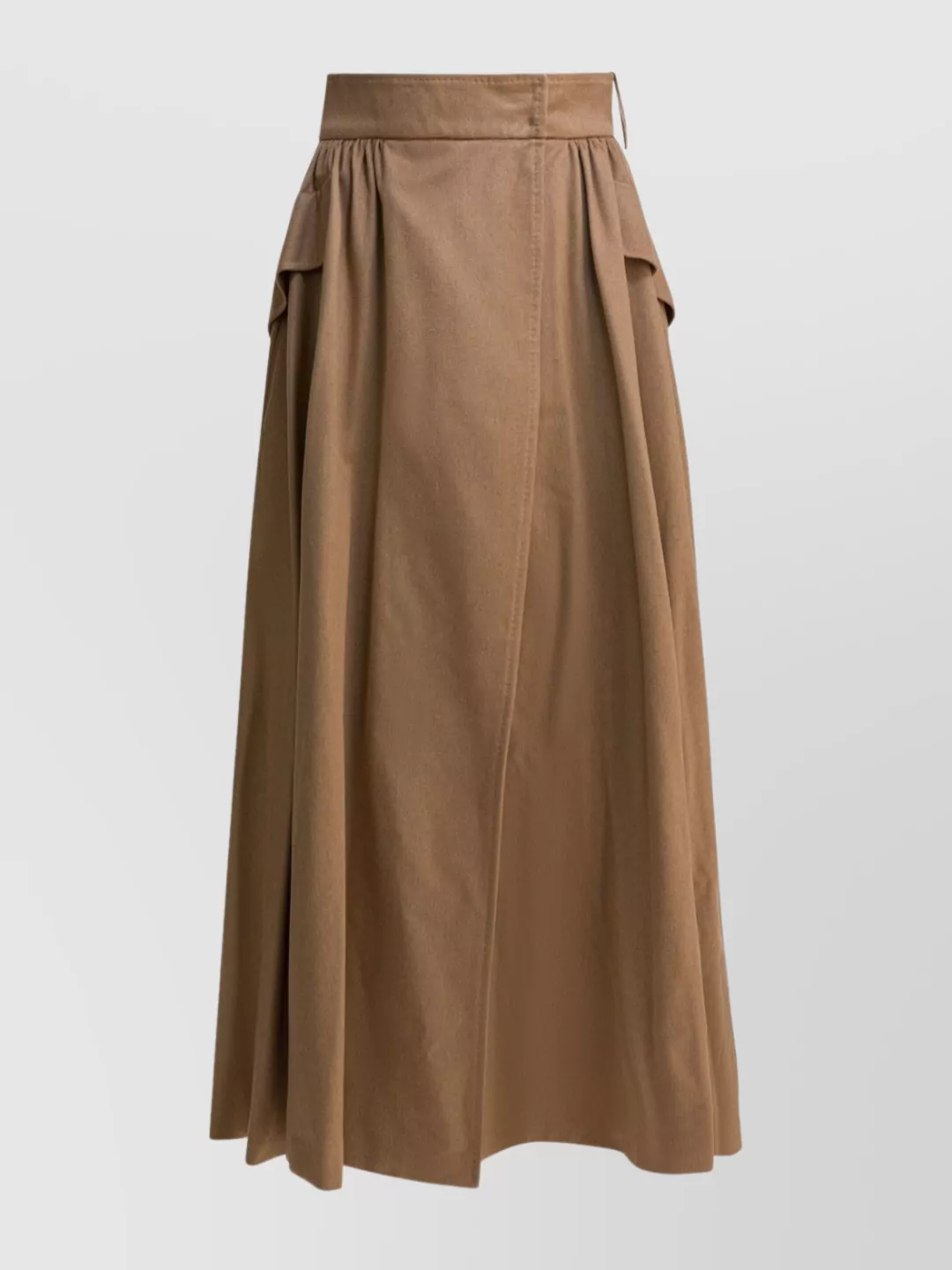 Max Mara High Waist Pleated Midi Wrap Skirt In Brown