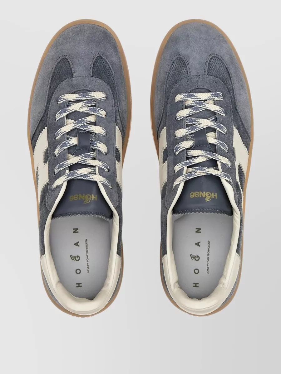 Hogan Sneakers Contrast Stitching Rubber Sole Suede