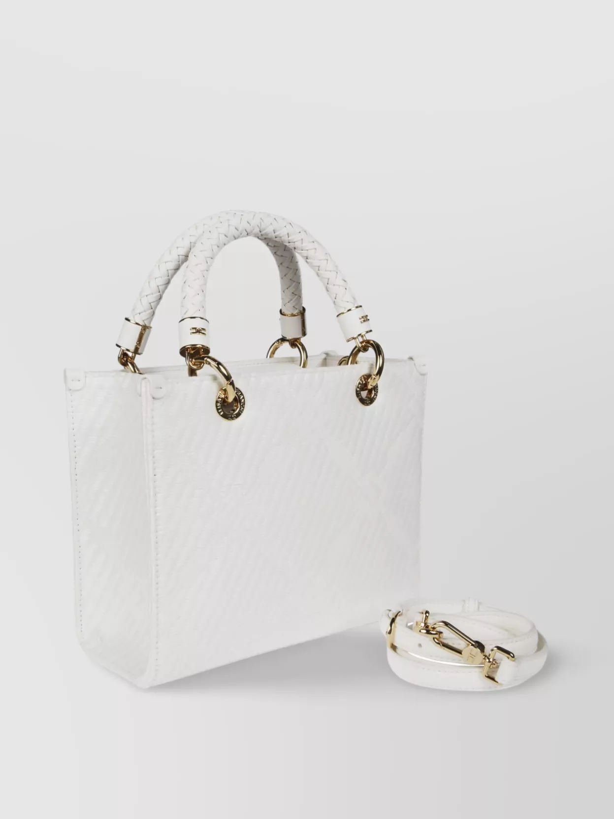 Elisabetta Franchi Quilted Texture Shoulder Bag With Braided Handles