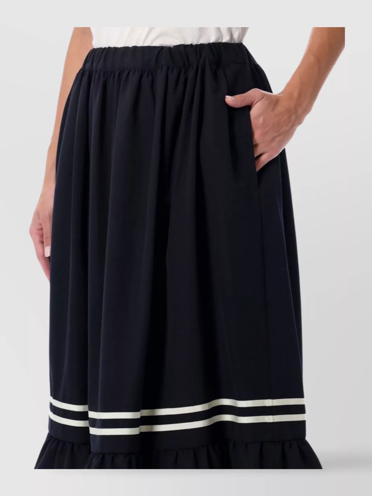 Comme Des Garçons Flared Midi Skirt Ruffled Hem
