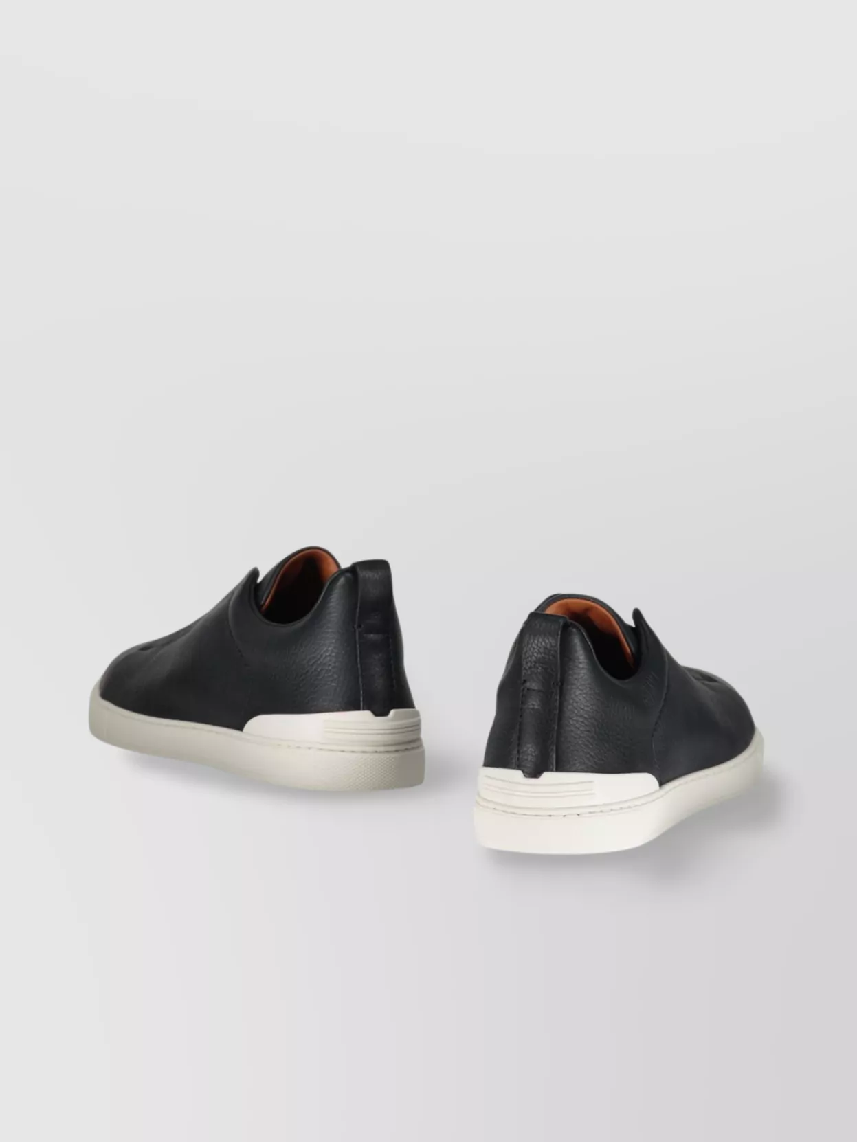 Zegna Logo Detail Leather Sneakers