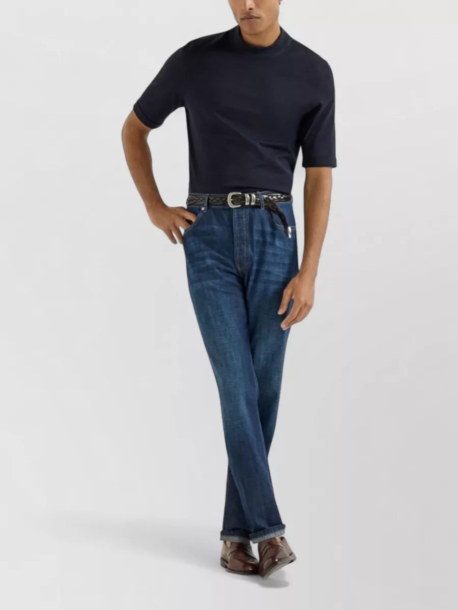 Brunello Cucinelli Five-Pocket Denim Trousers Featuring Belt Loops