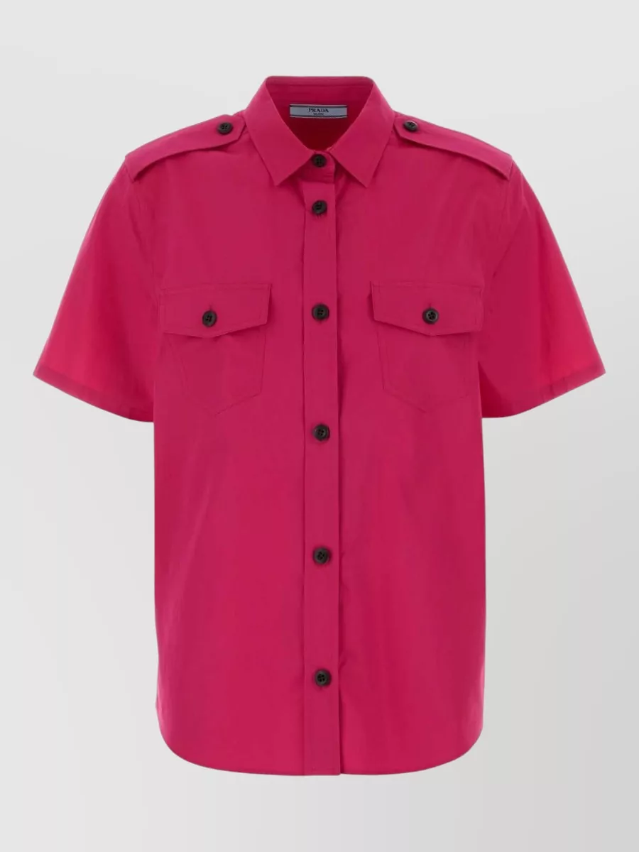 Prada cotton poplin short-sleeve shirt