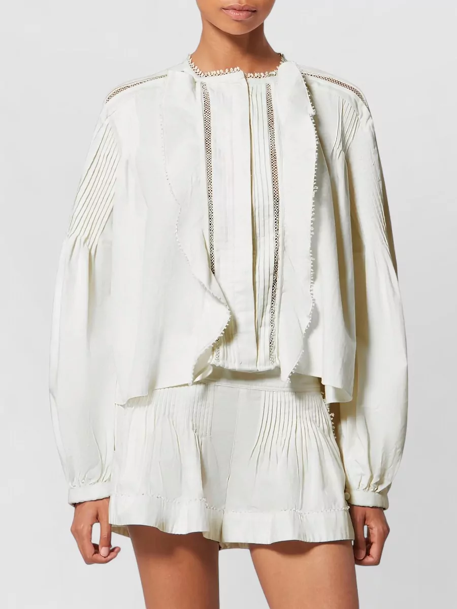 Isabel Marant Shirt Lace Trim Long Sleeves Pleated Ruffles