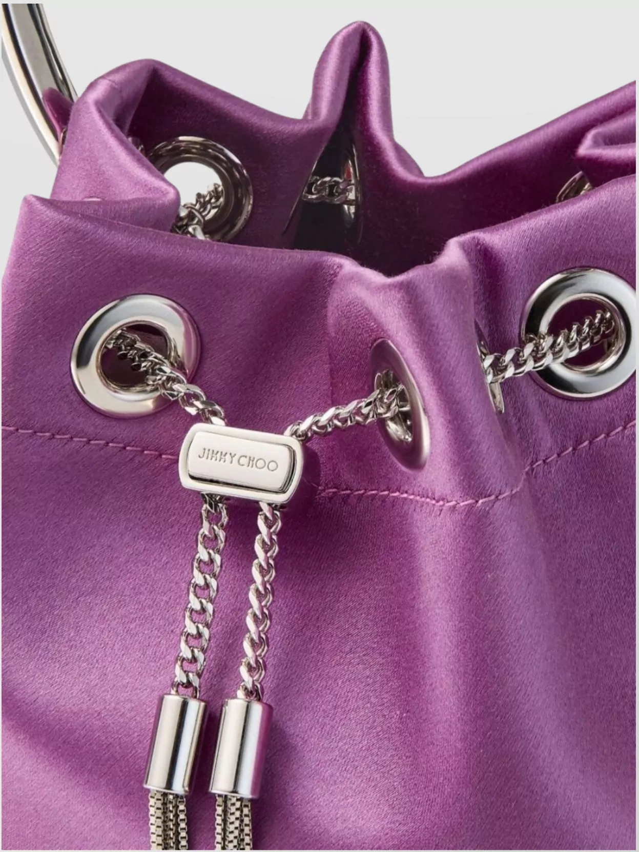 Jimmy Choo Leather Bucket Bag Featuring Chain Strap