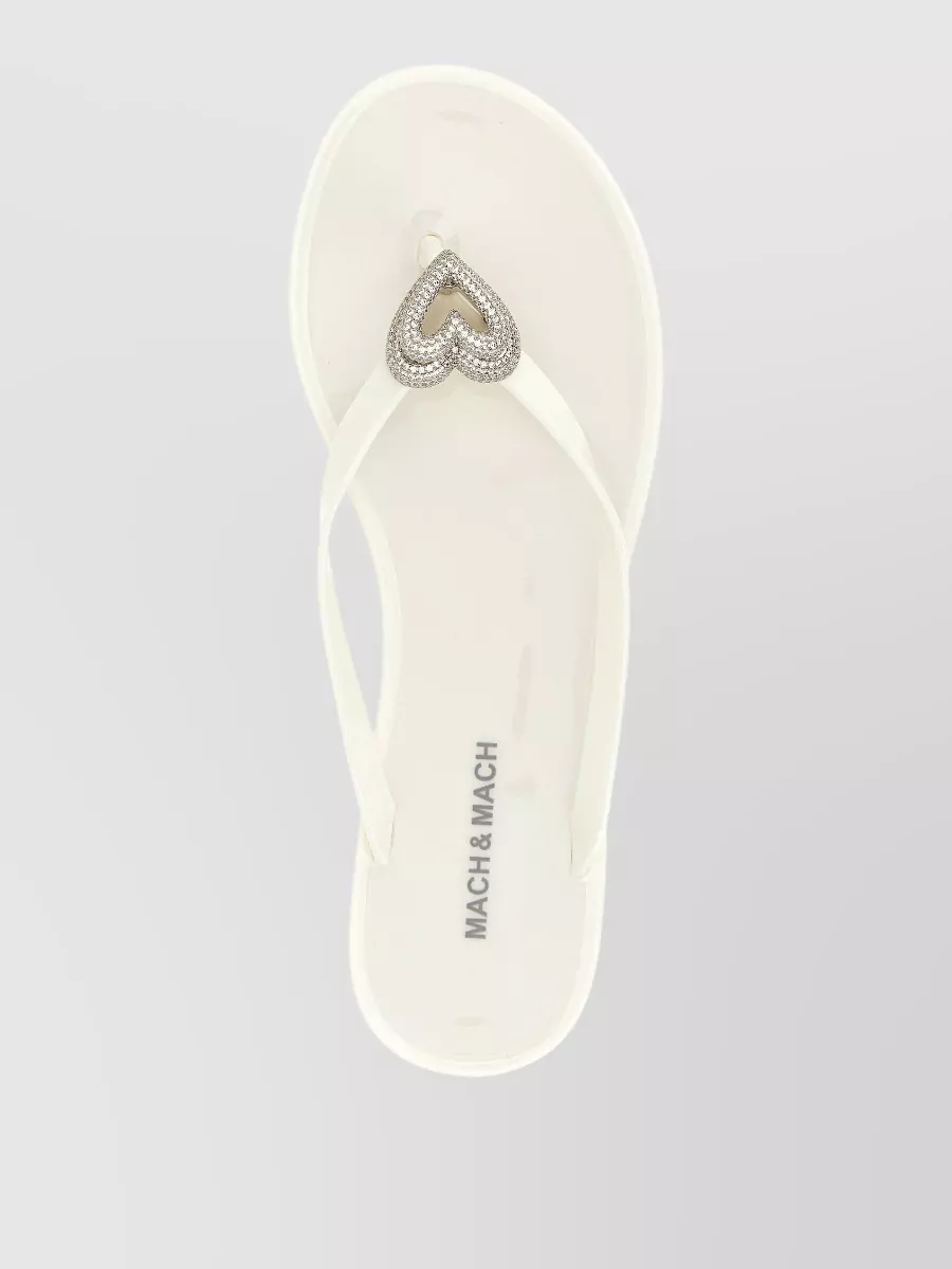 Mach & Mach Crystal-Embellished Double Heart Thong Sandals
