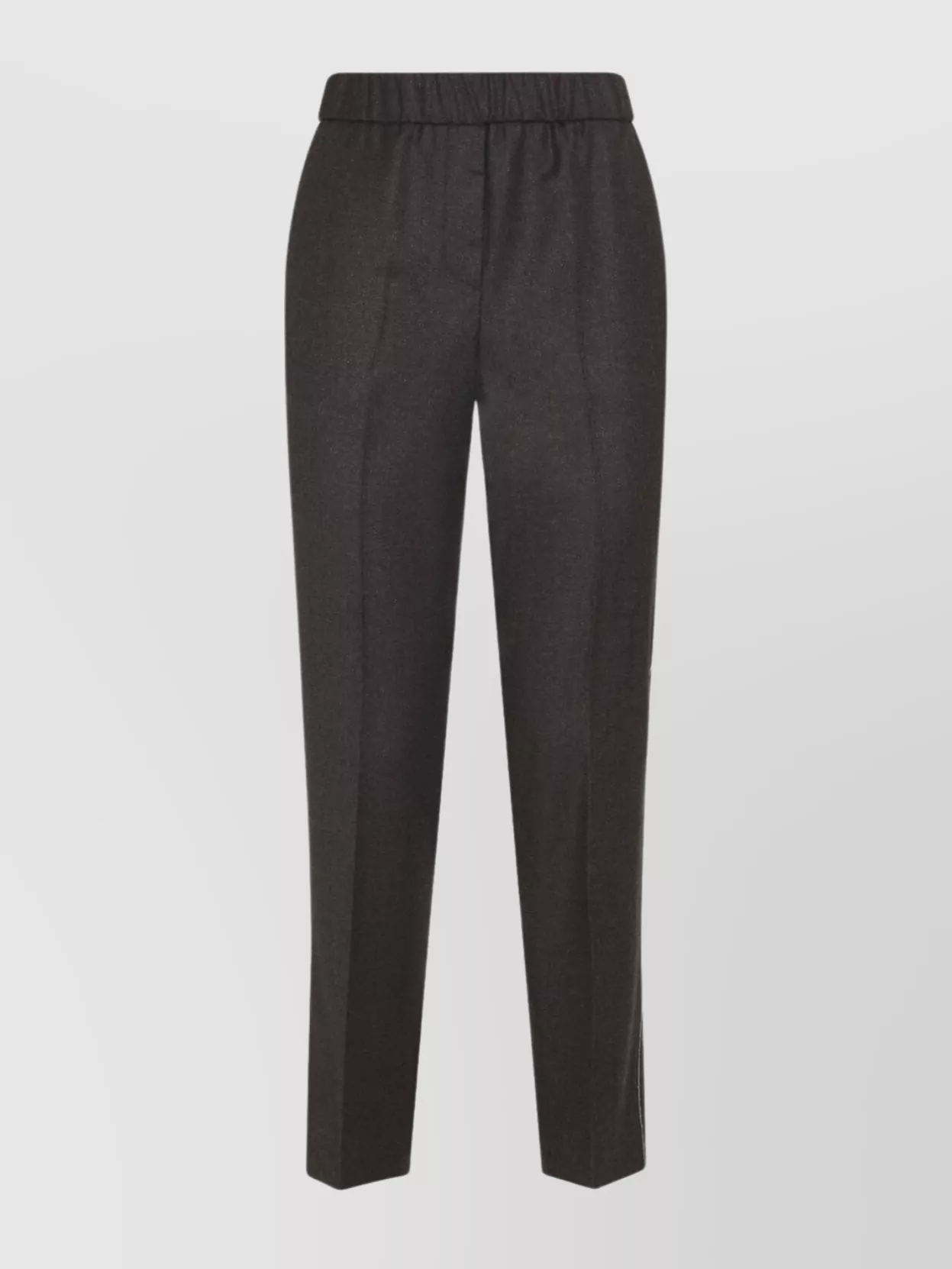 Peserico Straight-leg Brown Virgin Wool Pants With Lurex Details In Brown