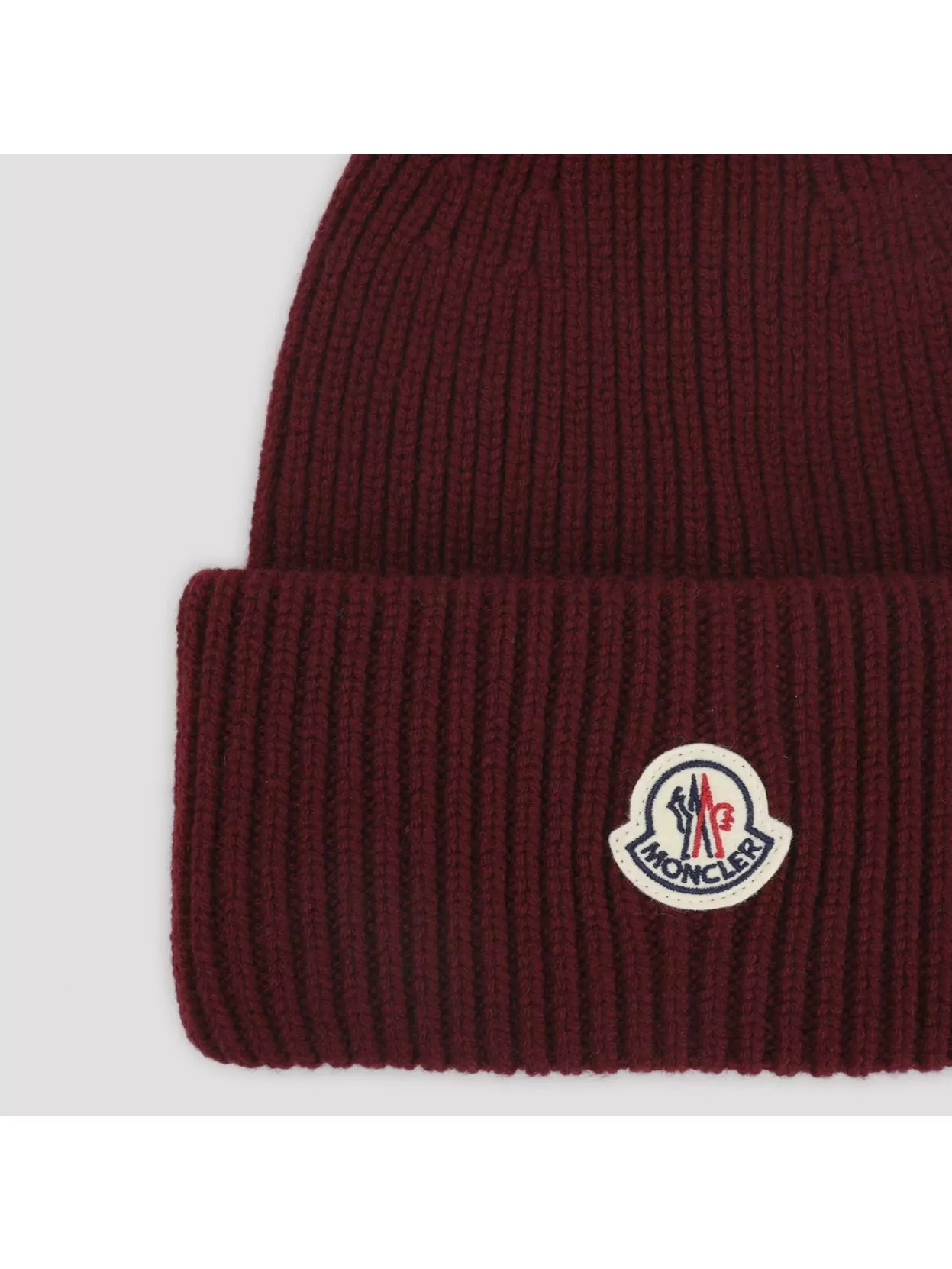 Moncler Virgin Wool Ribbed Hat With Logo Patch