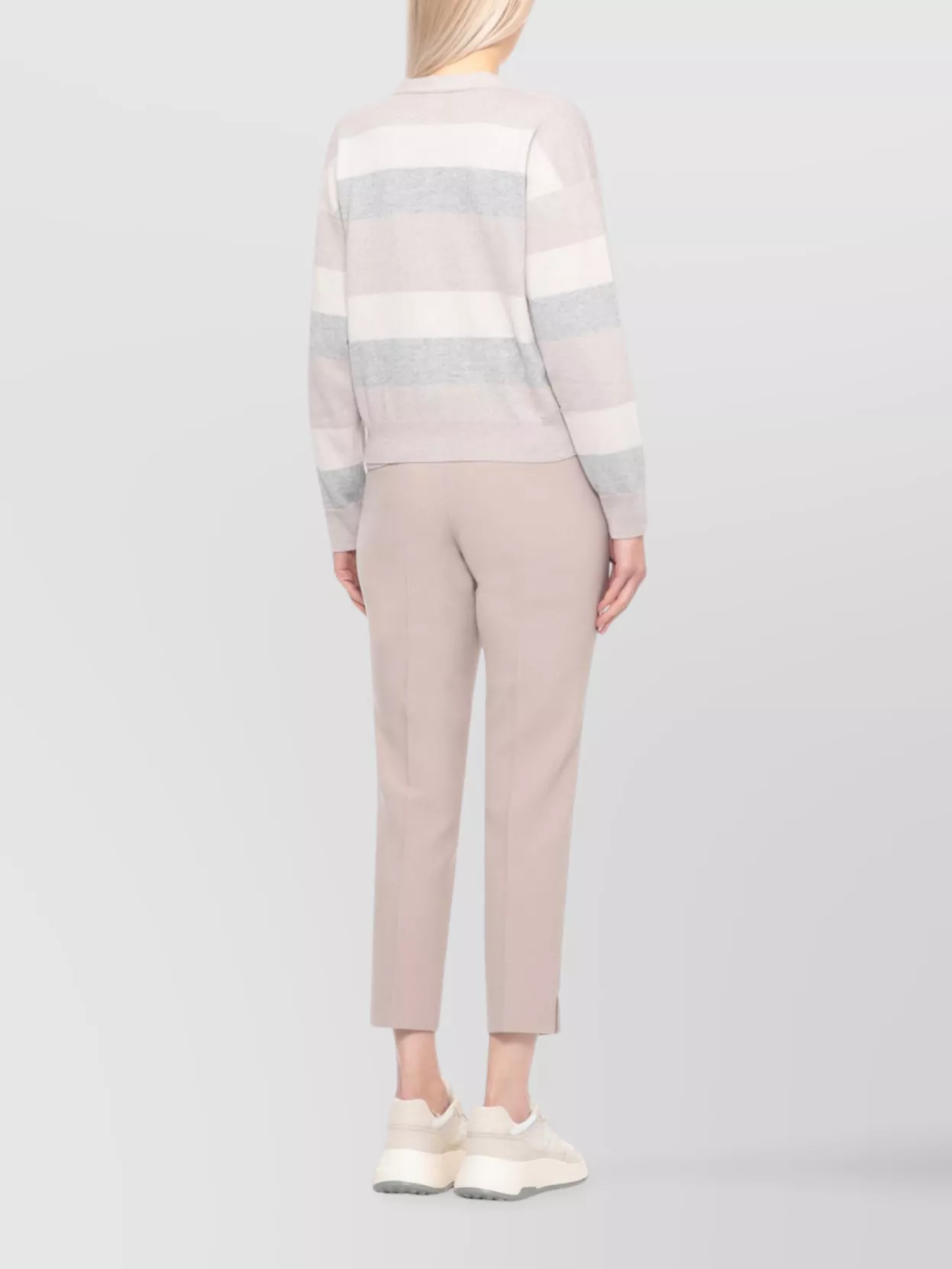 Peserico Striped Knit Cardigan With V-Neck And Long Sleeves