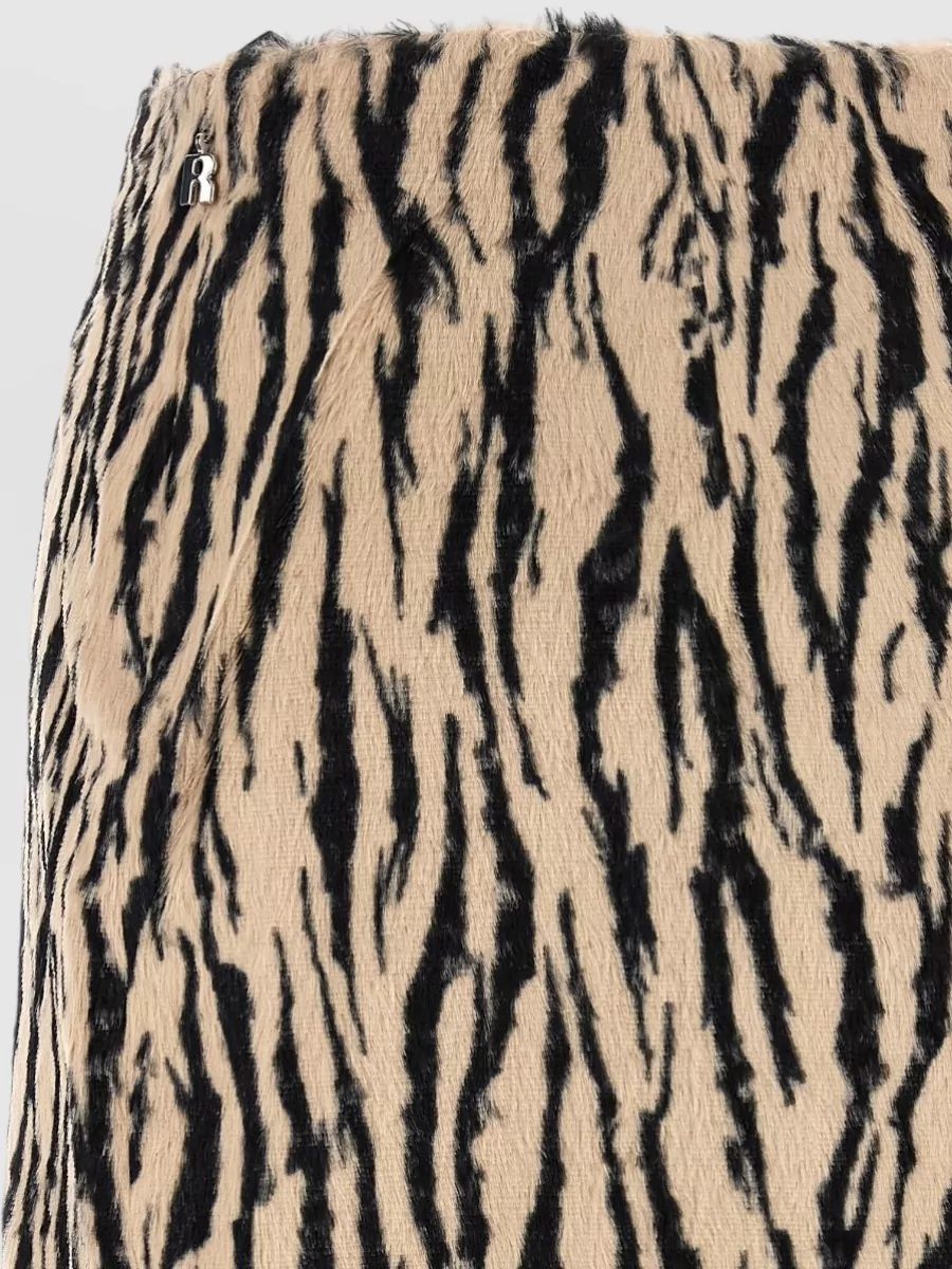 Rotate Birger Christensen Printed Faux Fur Mini Skirt