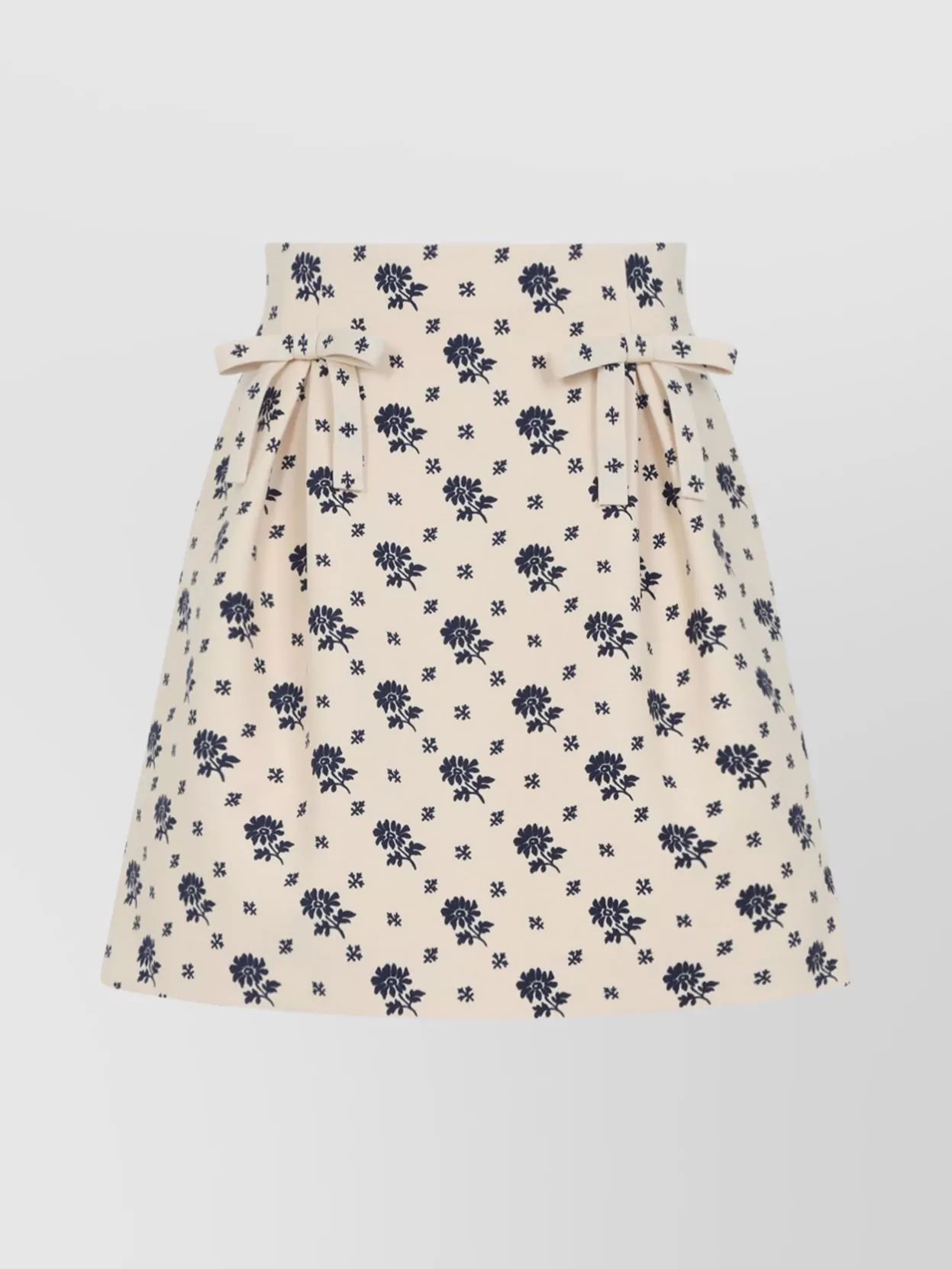 Valentino Flared Wool Mini Skirt With Bow