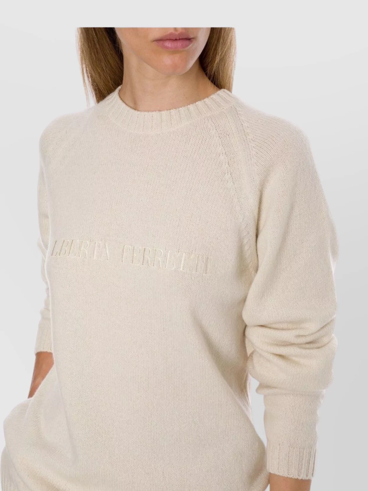 Alberta Ferretti Long Sleeve Crew Neck Knit Sweater