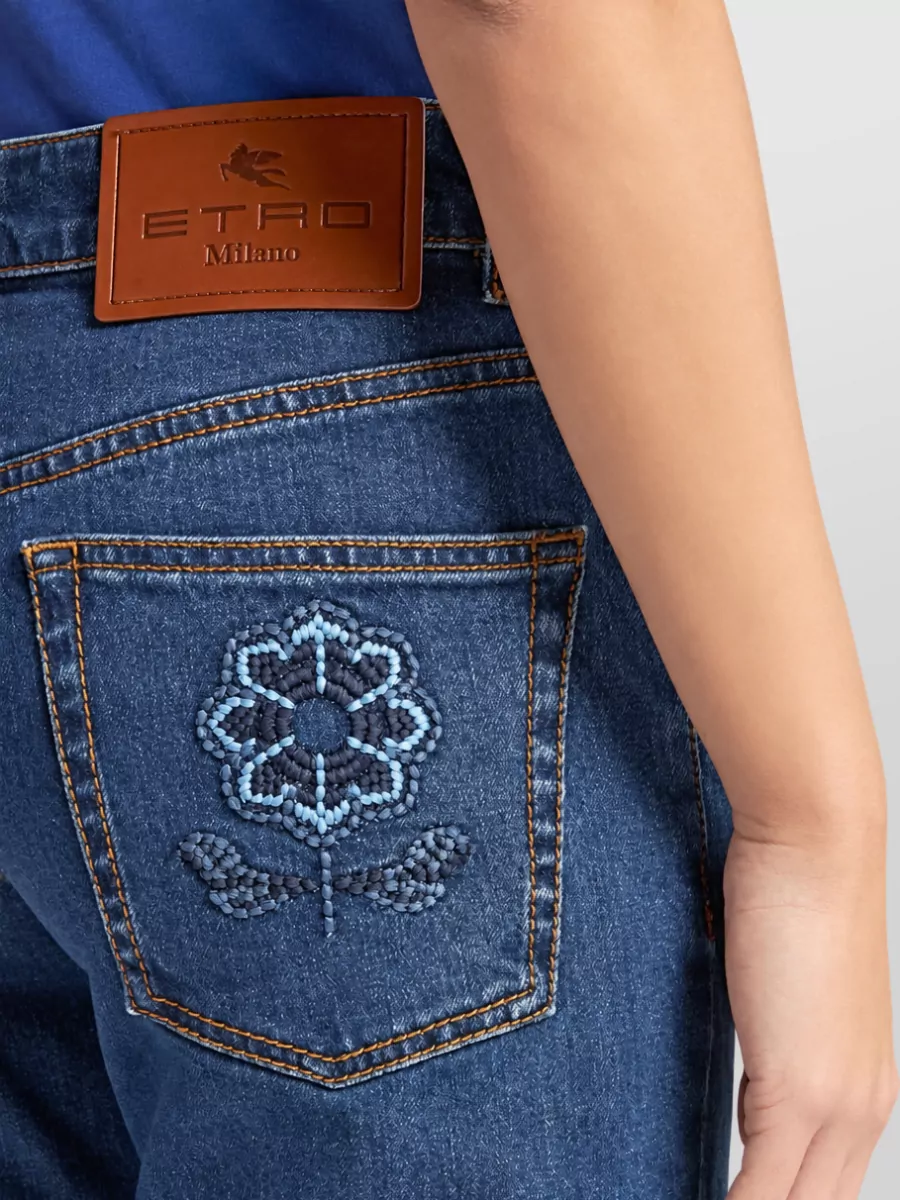 Etro Embroidered Straight-Leg Jeans