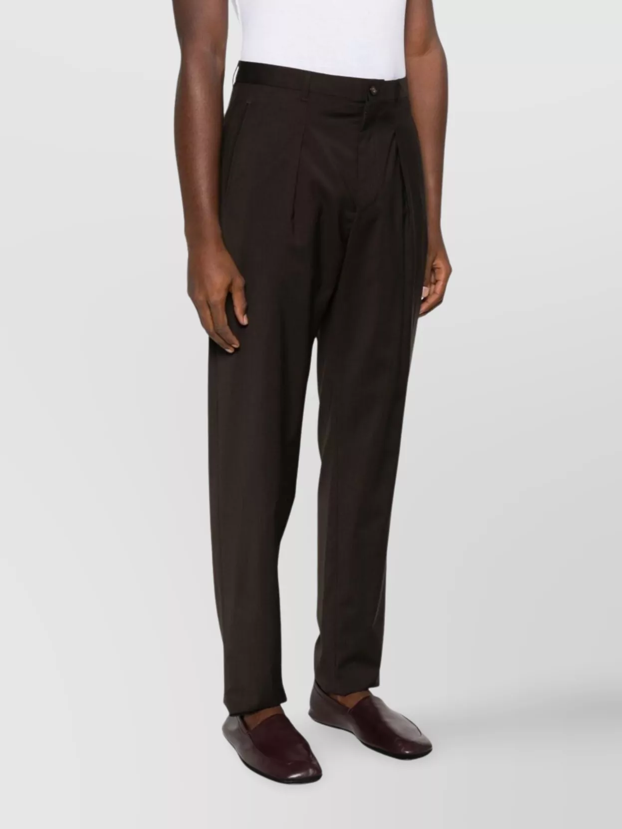 Emporio Armani Straight Leg Trousers Featuring Pleated Front
