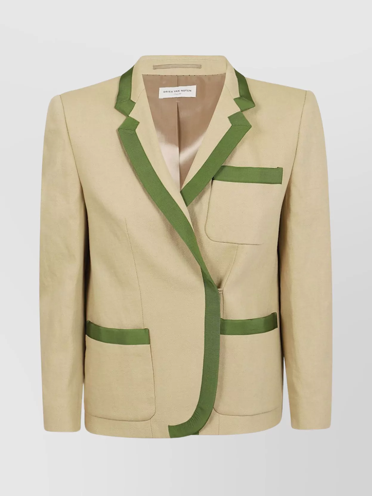 Shop Dries Van Noten Contrast Trim Single-breasted Jacket