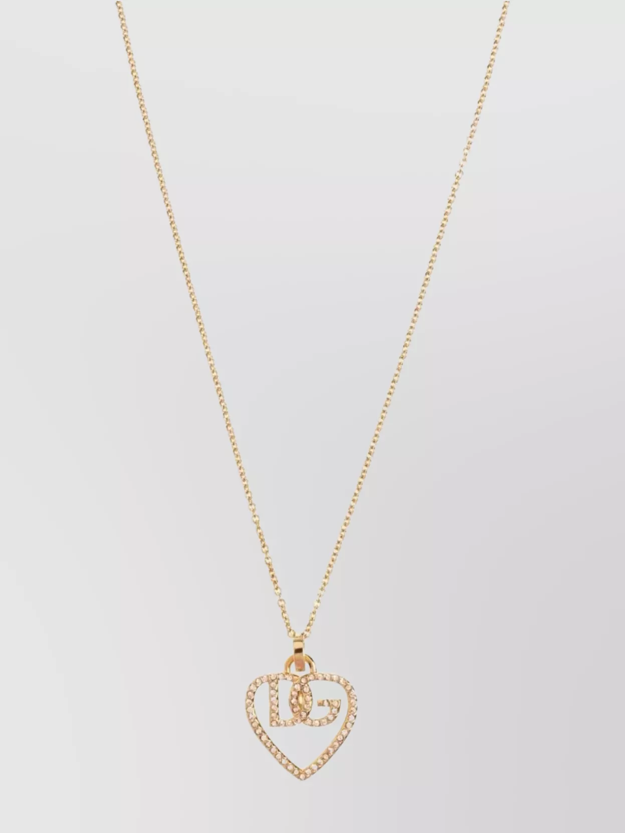 Dolce & Gabbana Heart And Logo Rhinestones Pendant Necklace Accessories In Gold