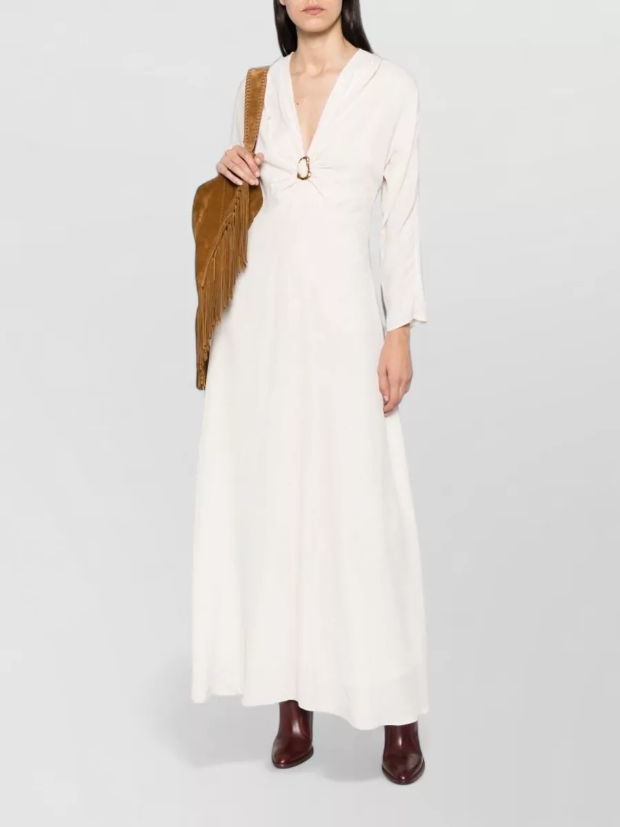 Forte Forte silk blend v-neck long-sleeve gathered maxi dress