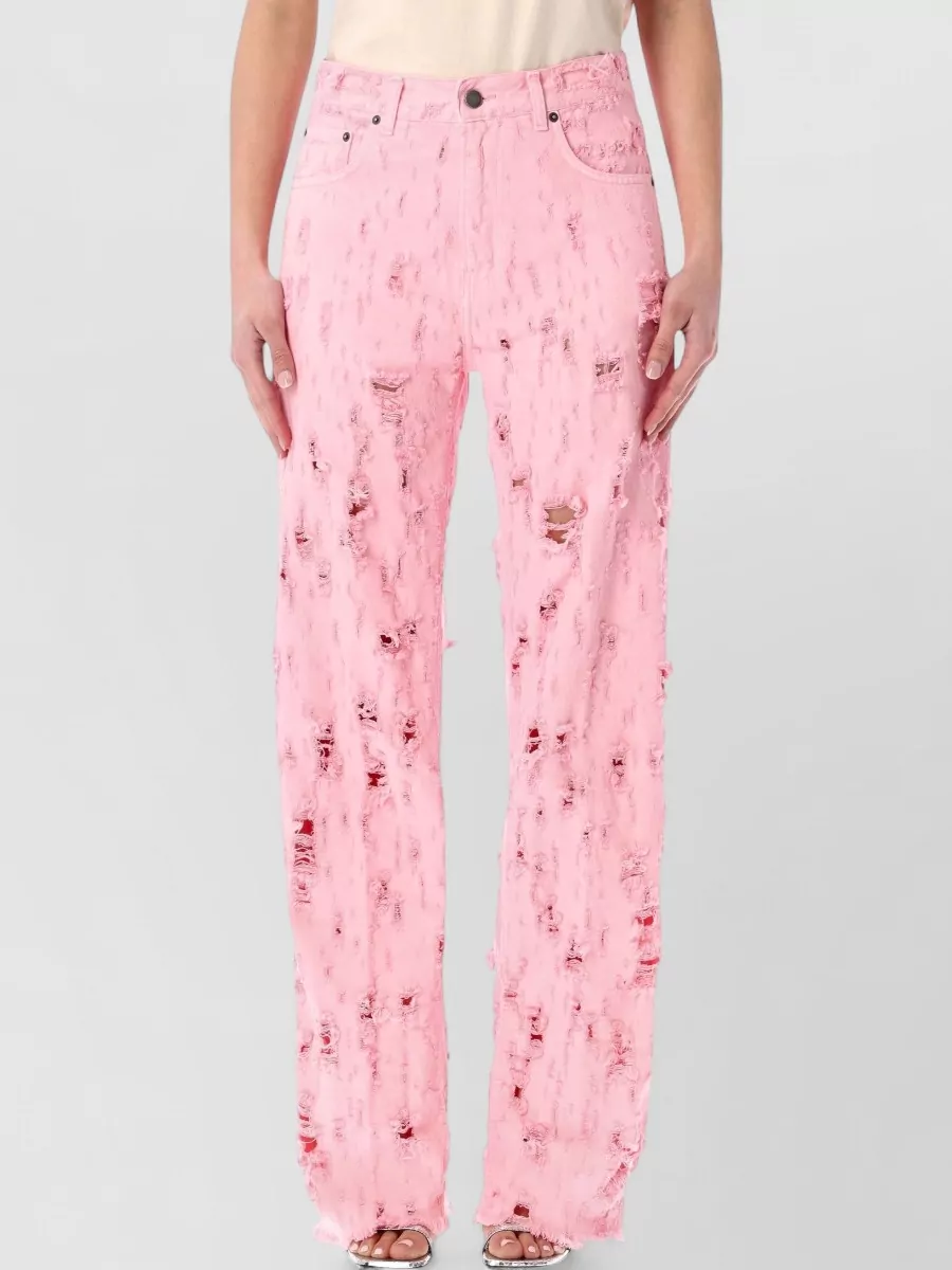 Haikure Cotton destroyed straight-leg jeans