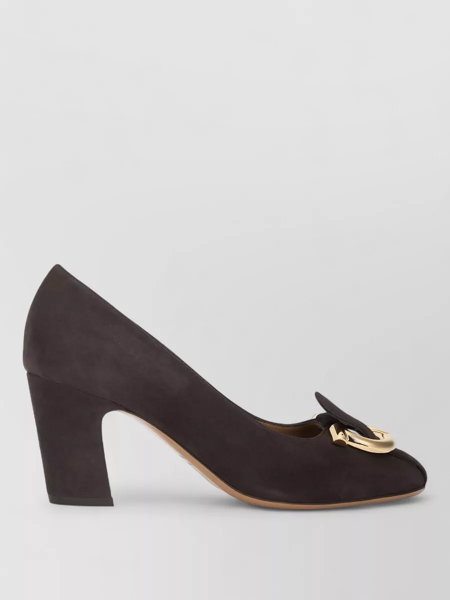 Ferragamo Leather Round-Toe Pumps