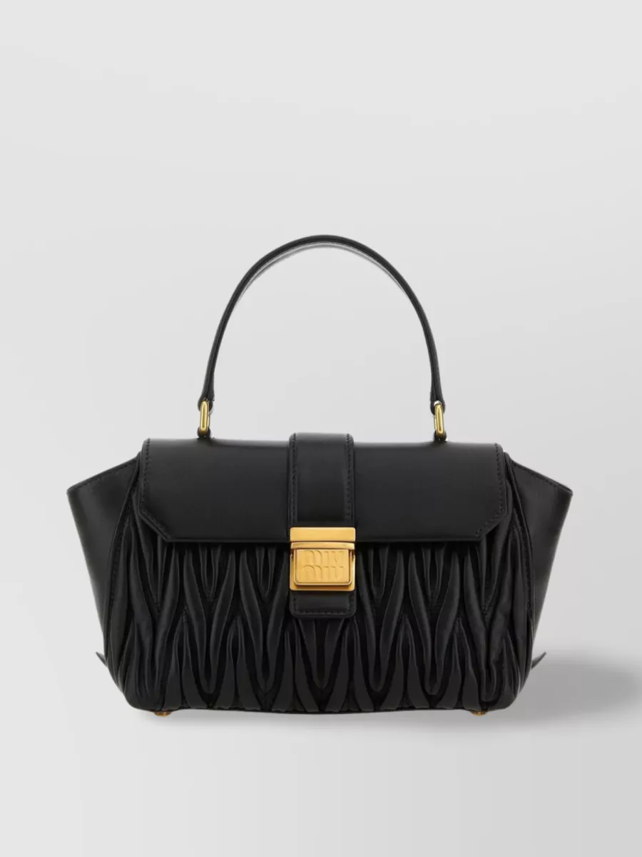 Shop Miu Miu Versatile Leather Shoulder Bag With Detachable Strap In Black