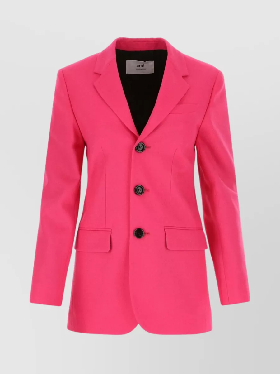 Shop Ami Alexandre Mattiussi Wool Blazer With Back Slit In Pink
