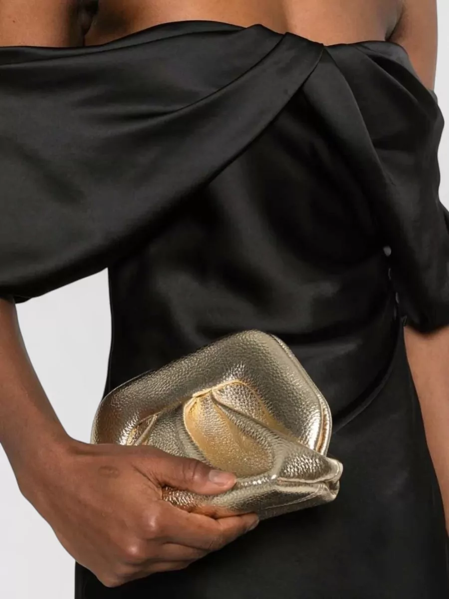 Themoiré Bios Small Vegan Leather Gathered Clutch Bag