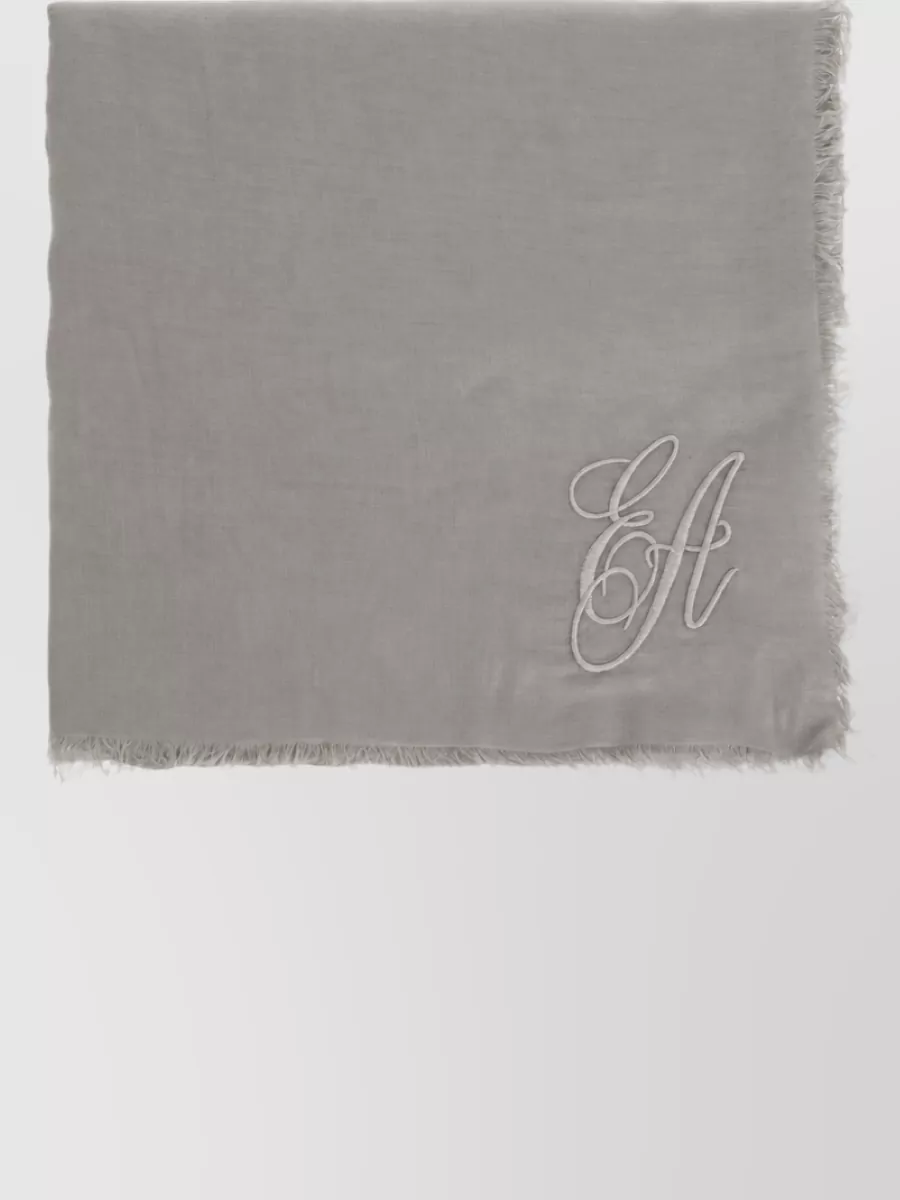 Emporio Armani cashmere blend logo embroidered scarf