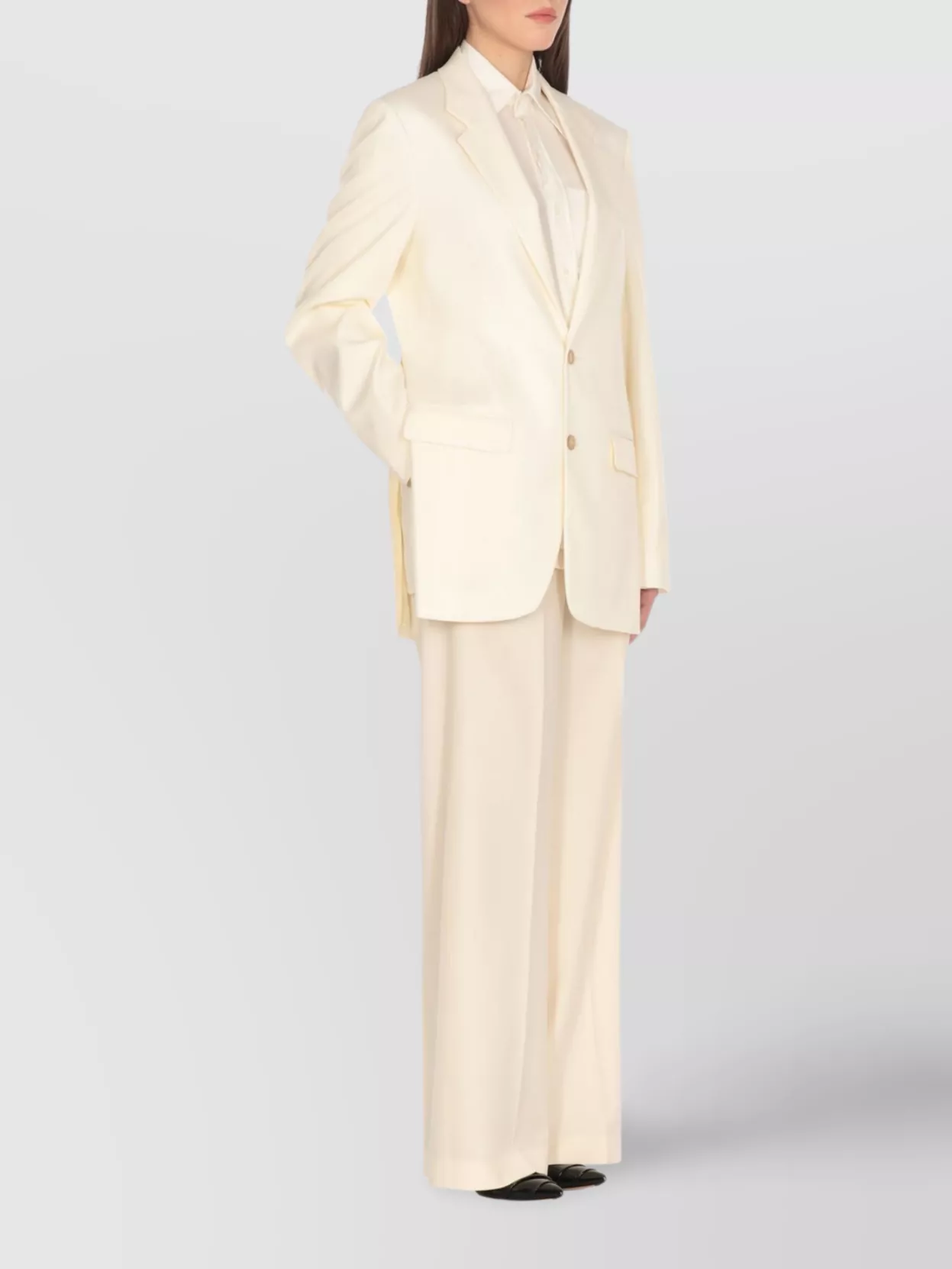 Mm6 Maison Margiela High Waist Wide-leg Wool Blend Trousers In Neutral