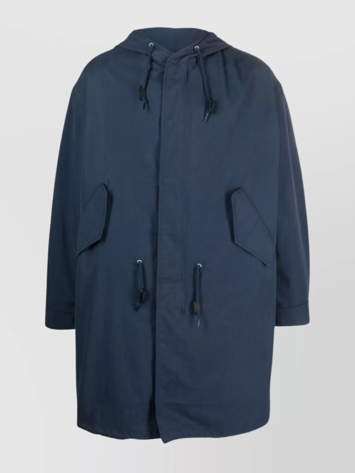 Shop Kenzo Target Adjustable Hooded Coats In Blue
