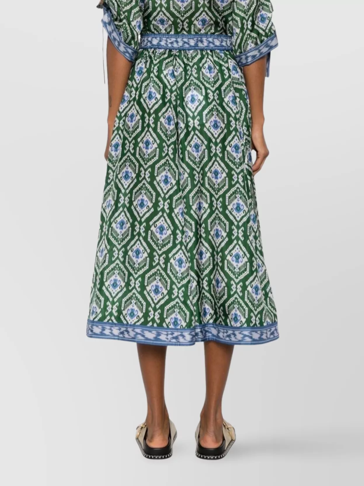 Shop Zimmermann Silk Swing Skirt Waist Belted Midi In Green