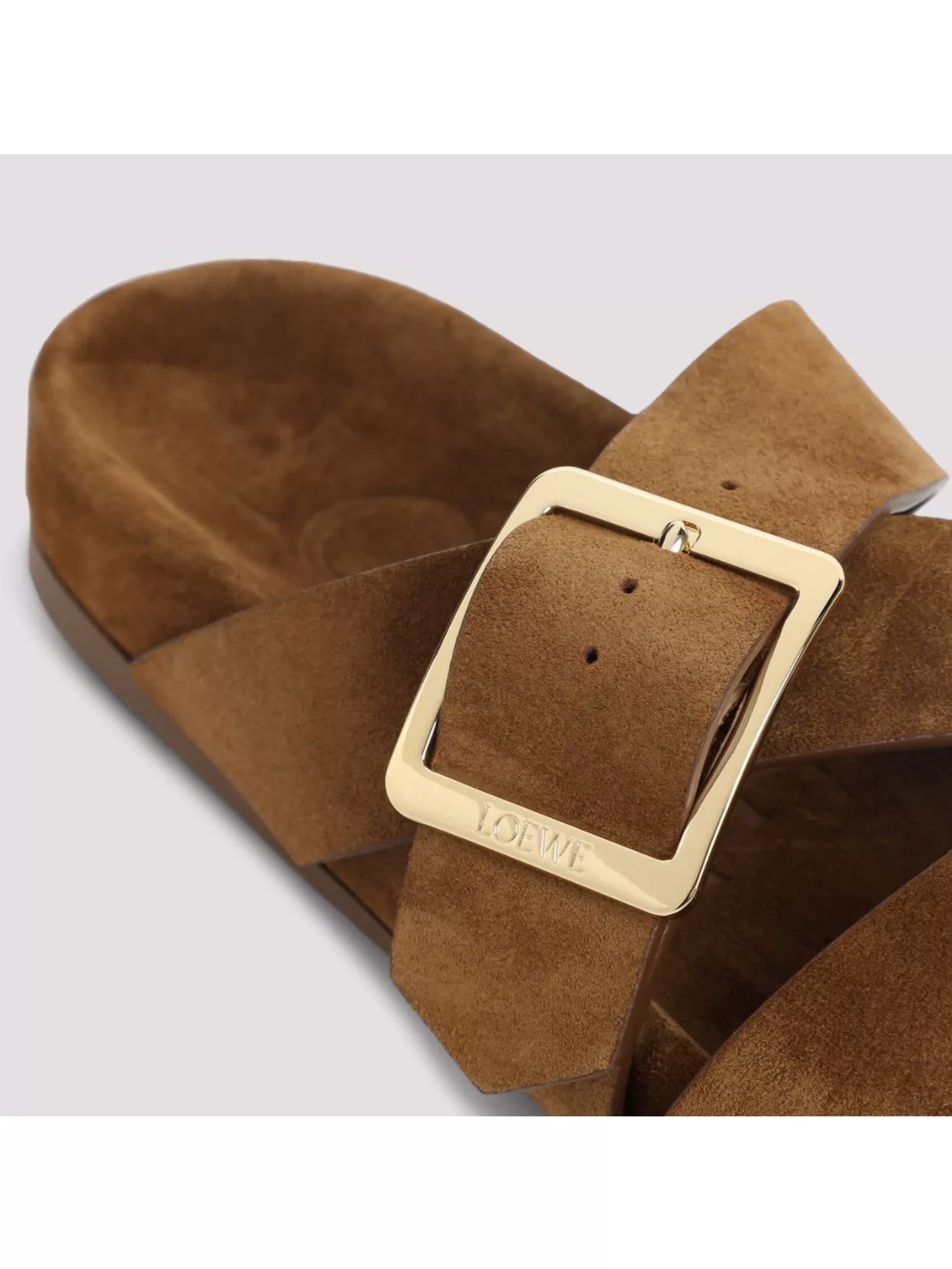 Loewe Ease Buckle Slides In Calfskin Suede