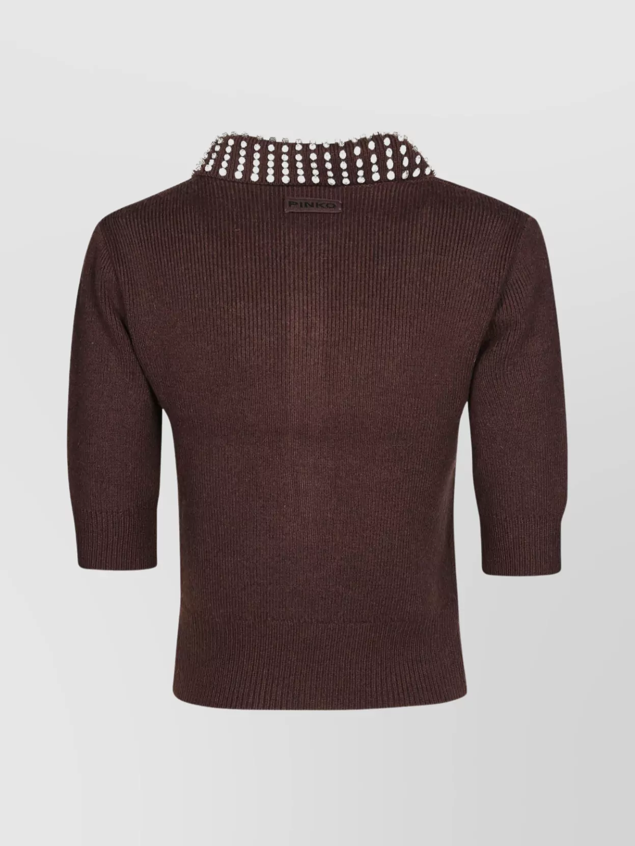 Pinko Cashmere-Blend Ribbed Short-Sleeve Cropped Sweater
