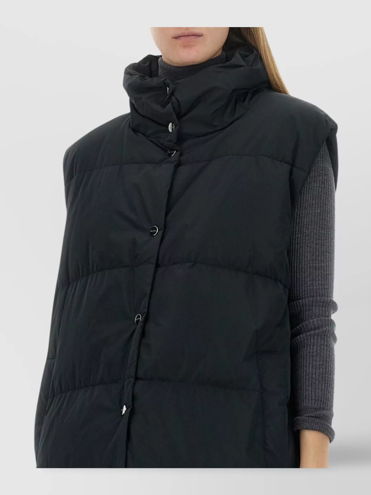 Max Mara Long Padded Sleeveless High Neck Jacket