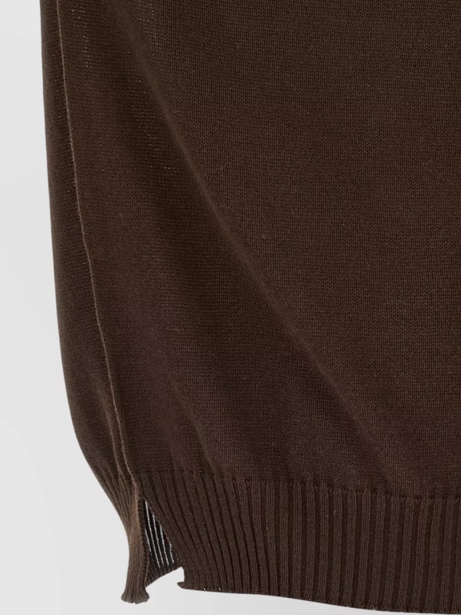 Ma'ry'ya Ribbed Cotton Short-Sleeve Crew-Neck Sweater