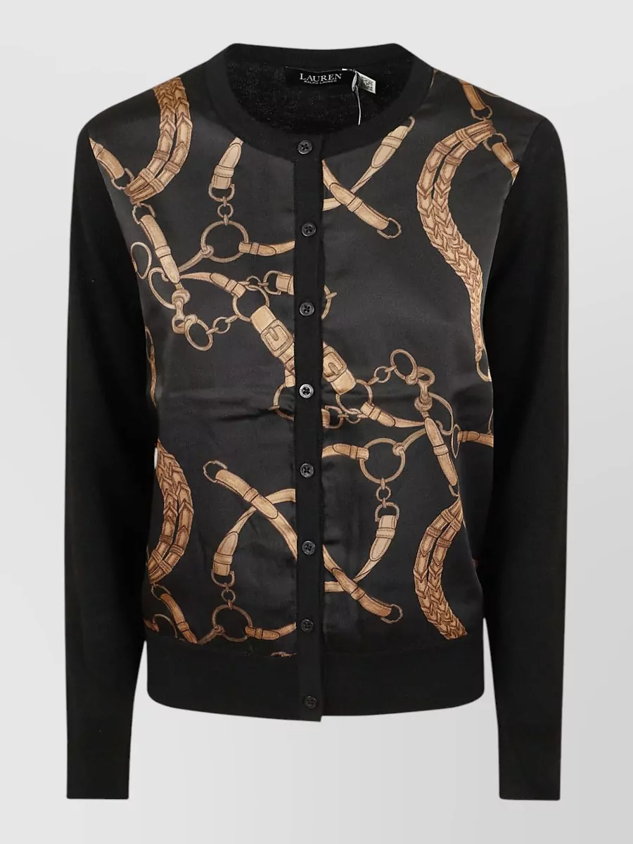 Lauren Ralph Lauren Printed Front Crew Neck Cardigan