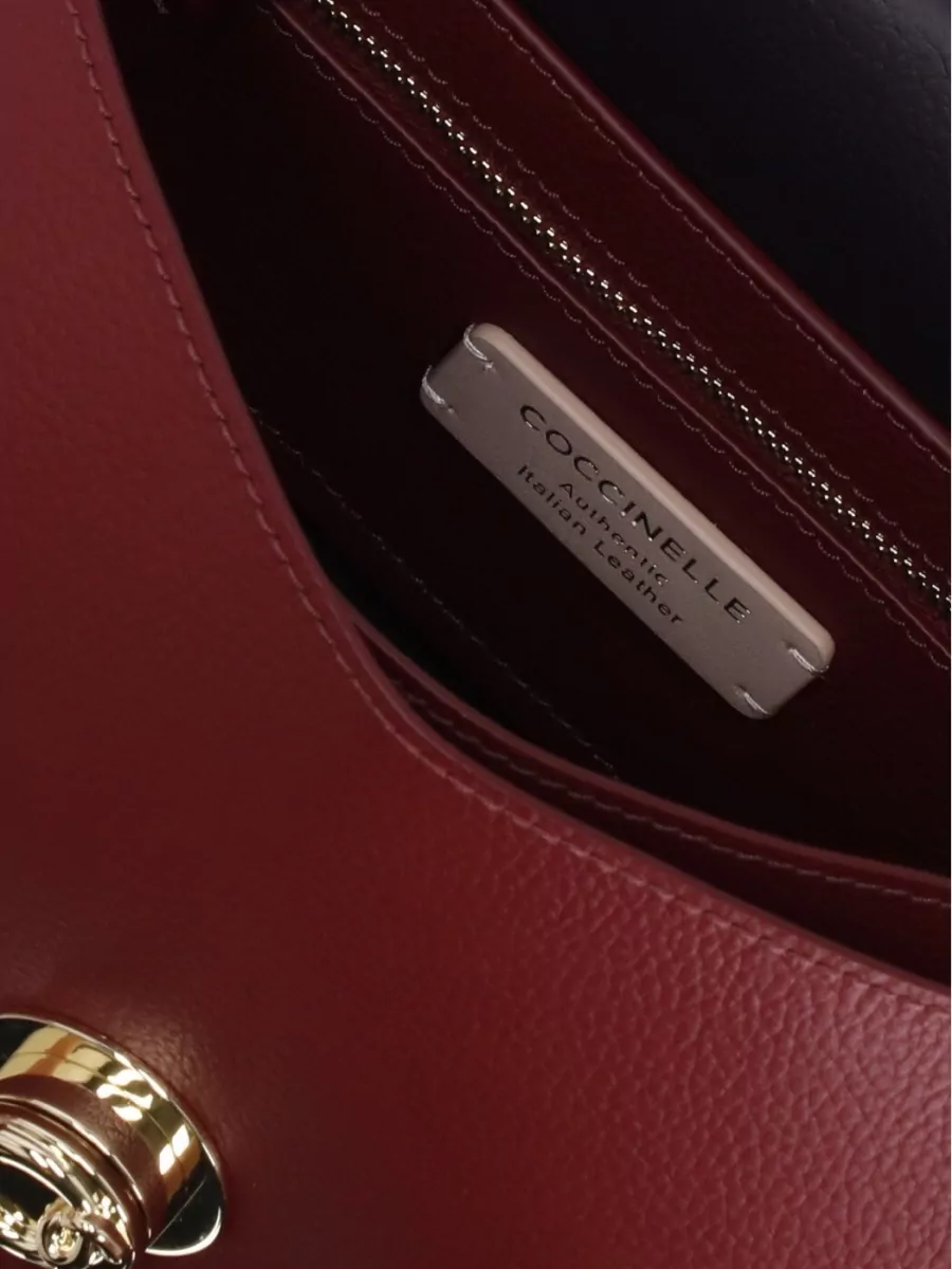 Coccinelle Pebbled Leather Shoulder Bag Rear Pocket