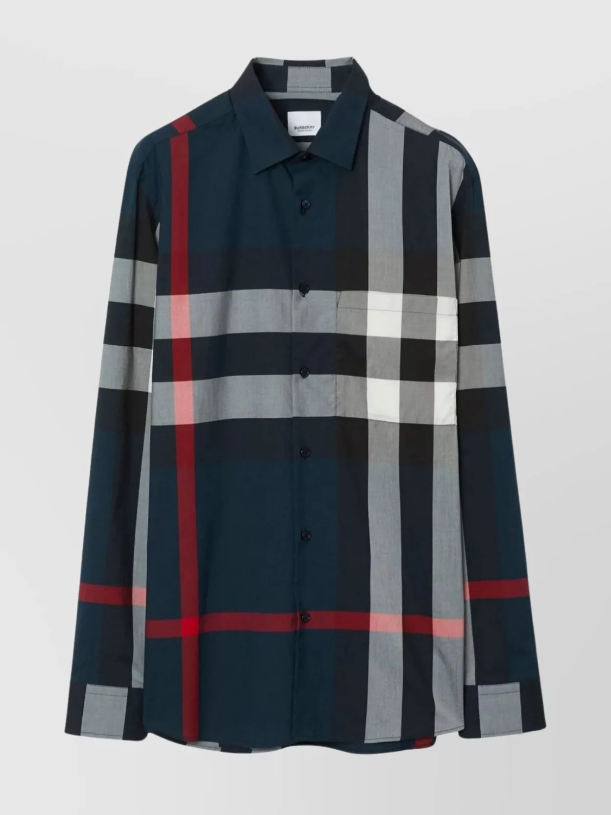Shop Burberry Curved Hem Checkered Shirt With Spread Collar