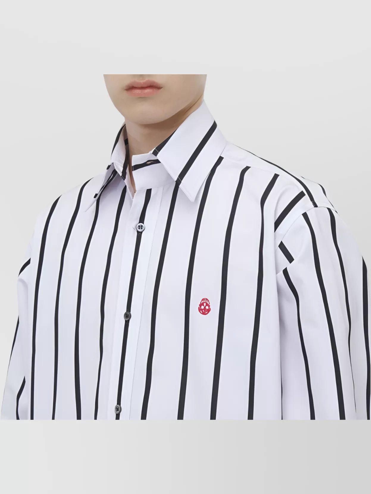 Alexander Mcqueen Striped Shirt Skull Embroidery