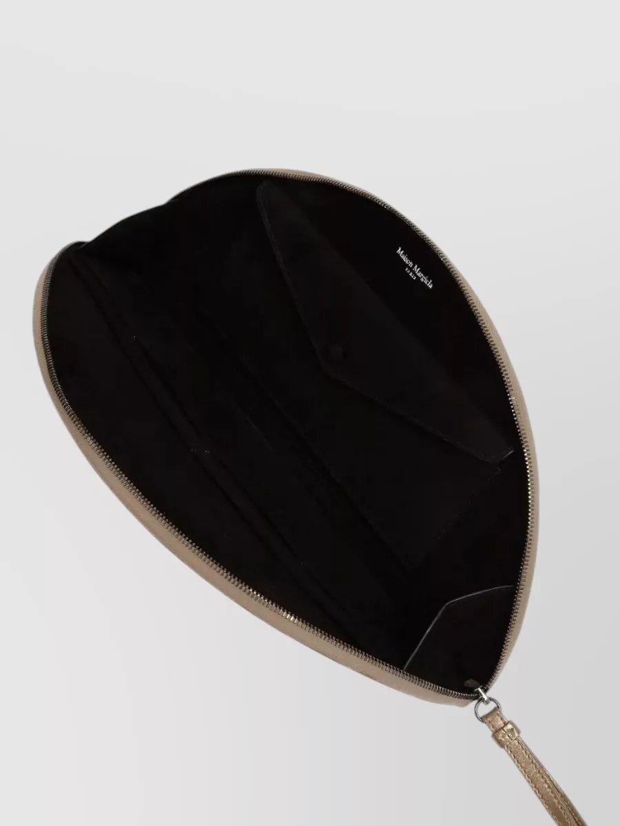 Maison Margiela Half Moon Metallic Leather Clutch Pouch