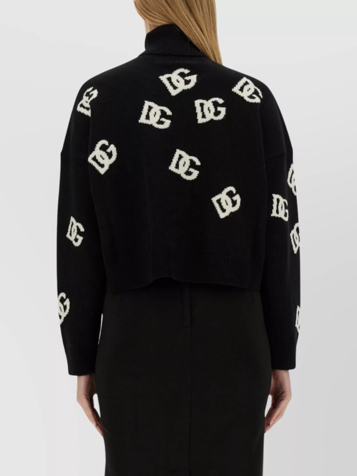 Dolce&Gabbana Logo Inlay Cropped Turtleneck Knitwear