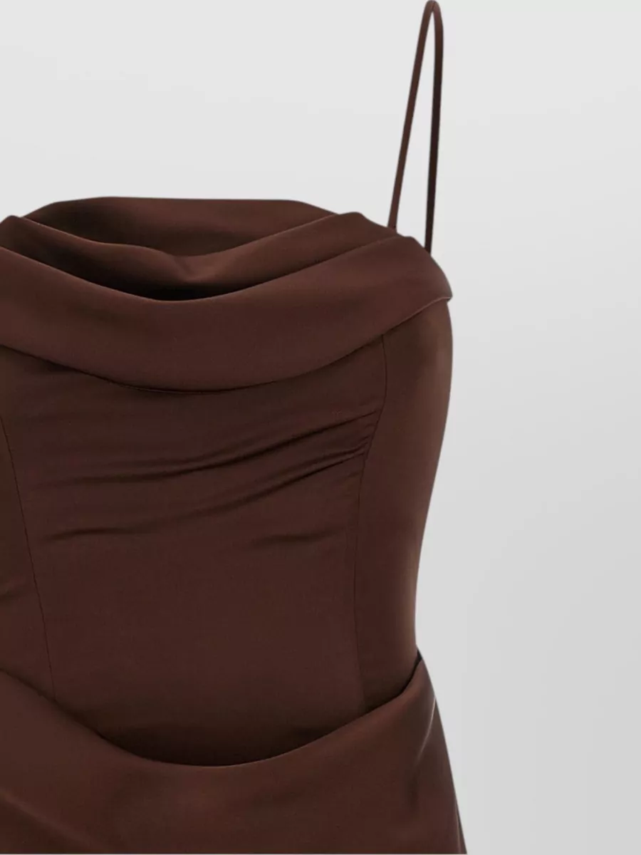 Rotate Birger Christensen Satin Off-The-Shoulder Draped Midi Dress
