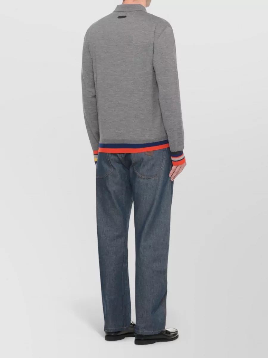 Moschino Wool Long-Sleeve Polo Shirt